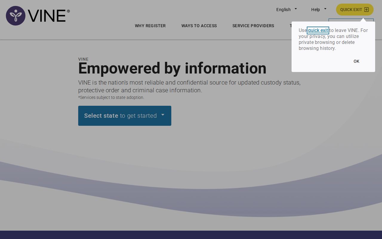 Sullivan County VINELink inmate release search entry screen