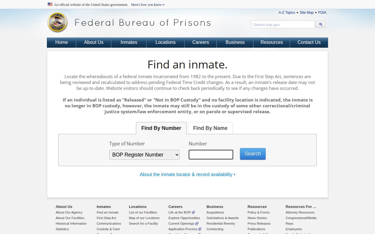 Federal BOP Sullivan County release record locator